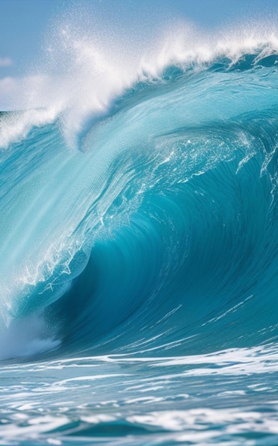 Closeup shot of a beautiful blue sea wave