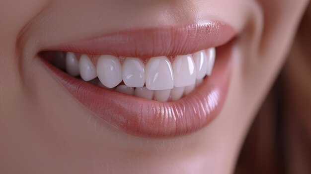 Closeup shot Beautiful woman smiles with healthy white teeth dentistry concept