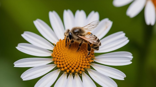 カモミール花の蜂のクローズアップ写真