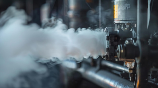 A closeup shot of a biofuel trams engine featuring a prominent biofuel only label the engine emits