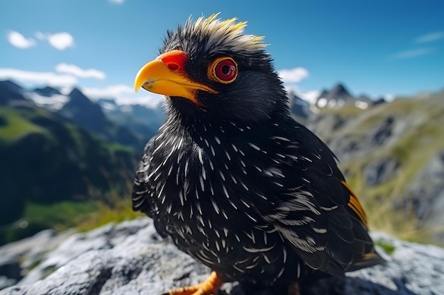 closeup shot of a black bird