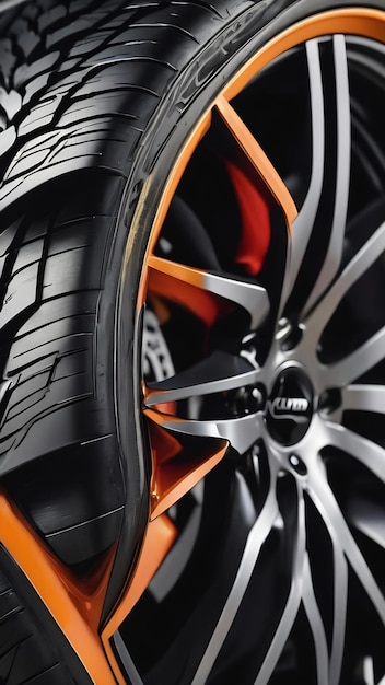 Closeup shot of black wheel tire texture