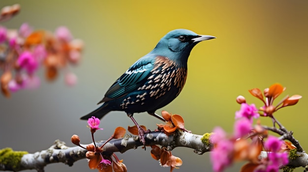 枝に止まっている青い鳥のクローズアップショット