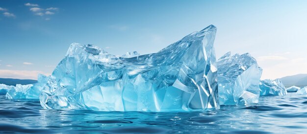 Closeup shot of a blue iceberg in the ocean showcasing the glacier's detail