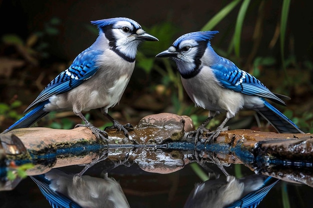 Closeup shot of a blue jay perched on a branch d