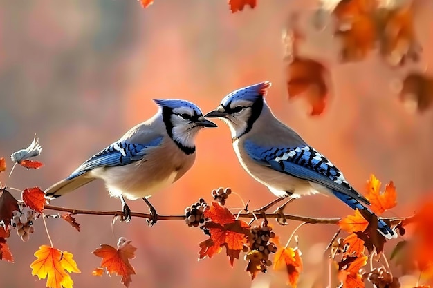 Closeup shot of a blue jay perched on a branch d