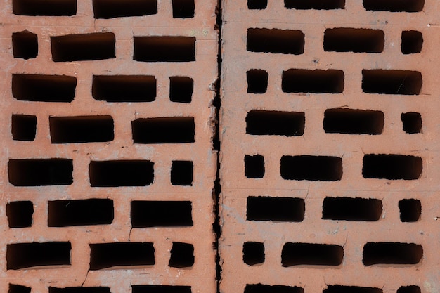 Closeup shot of a brick block perforated