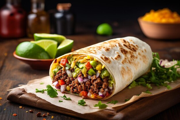 A closeup shot of a burrito being drizzled with creamy cheese sauce