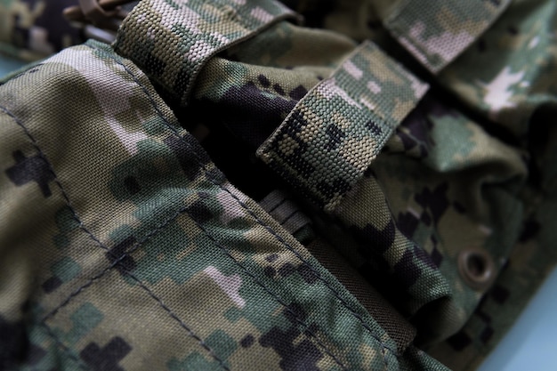 Closeup shot of camouflage military gear