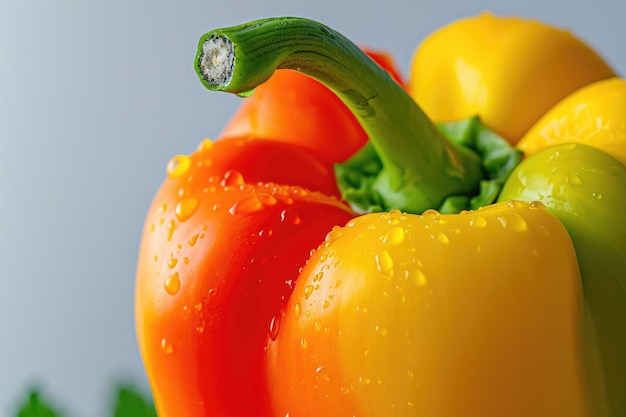 A closeup shot capturing the intricate details of a single sweet pepper