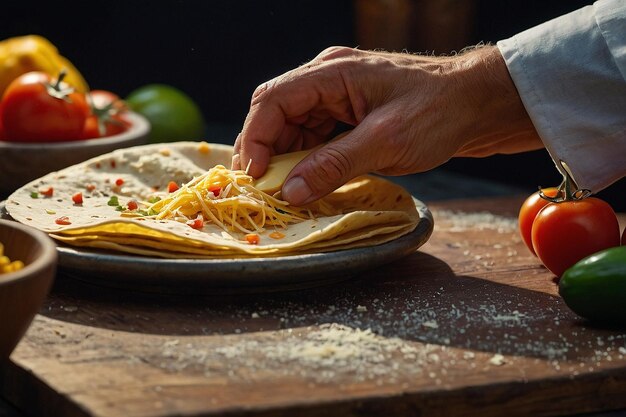 Closeup shot of a chefs hands fold