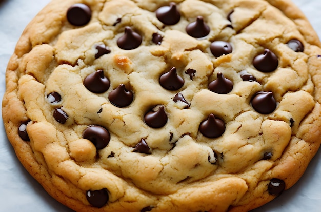 Closeup shot of a chocolate chip cookie i
