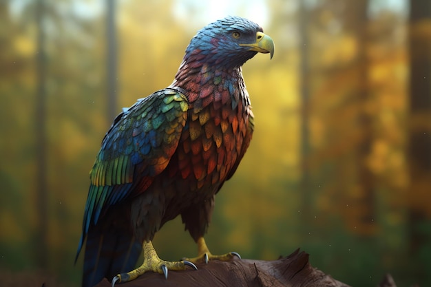 Closeup shot of colorful eagle generative ai