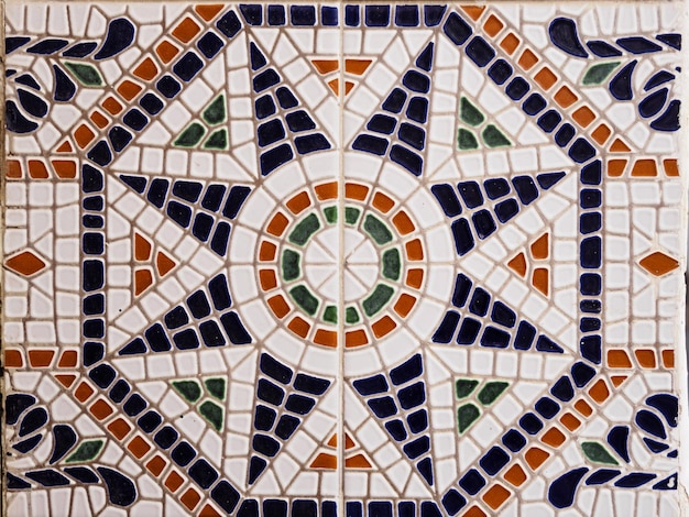 Closeup shot of colorful patterned Spanish tiles - perfect for background