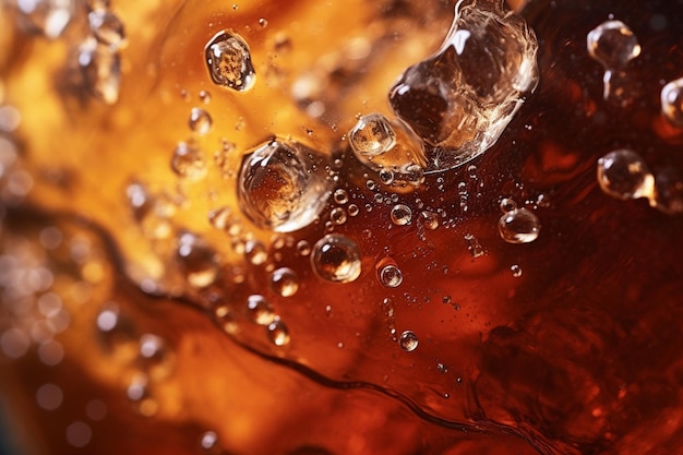 Closeup shot of condensation on a glass of iced tea