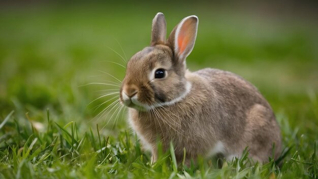 Closeup shot of a cute bunny in a field