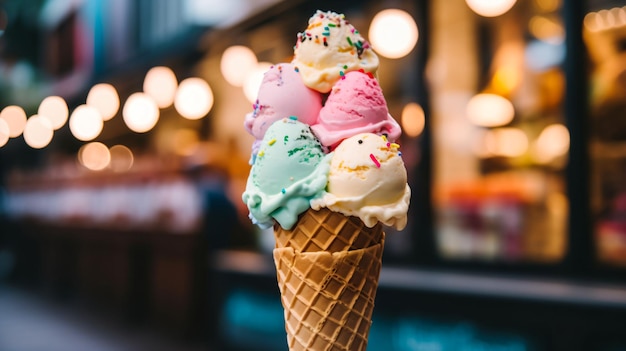 Closeup shot of a delicious ice cream in hand