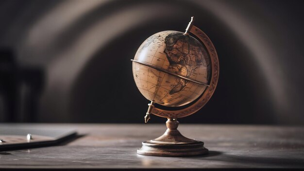 Closeup shot of a desk globe with a blurred background