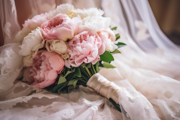 Closeup shot of dewdrops on peony petals for a fresh natural look