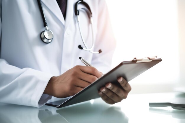 Closeup shot of a doctor using a digital tablet in an office