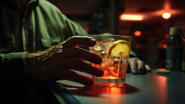 Снимок крупным планом руки водителя с алкогольным напитком