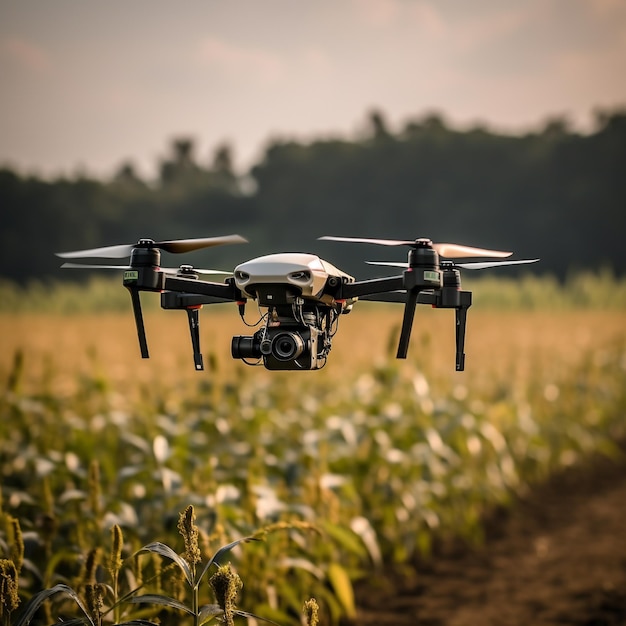 closeup shot of drone flying in sky