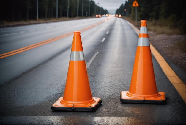 a closeup shot featuring an orange traffic cone strategic