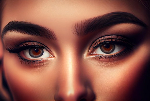 Closeup shot of female model eyes makeup