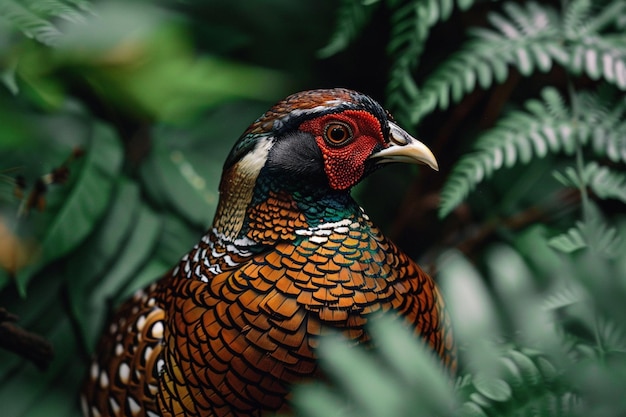 A closeup shot of a female pheasant blending seaml generative ai