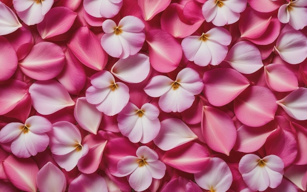 A closeup shot of flower petals highlights their vibrant colors and delicate nature