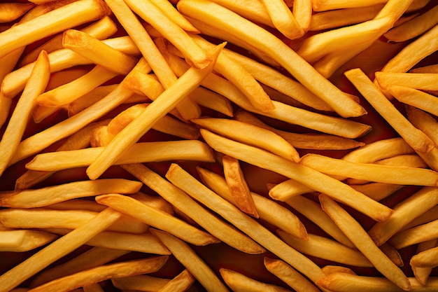 Closeup shot of French fries in the background