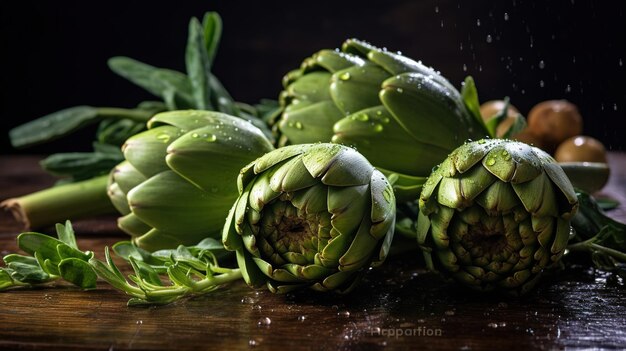 Foto colpo del primo piano di carciofi freschi