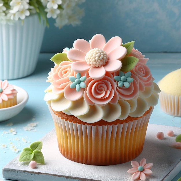 Closeup shot of fresh testy delicious cup cake in a soft background ai generated