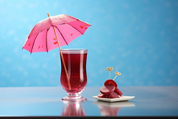 Photo a closeup shot of a glass of beetroot juice with a spiral straw