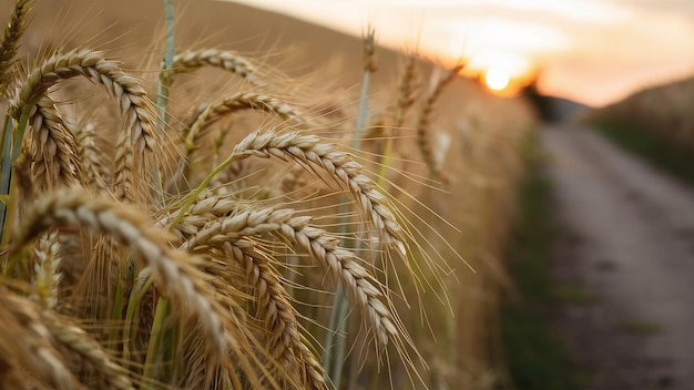 Closeup shot of a golden wheat field in la rioja spain