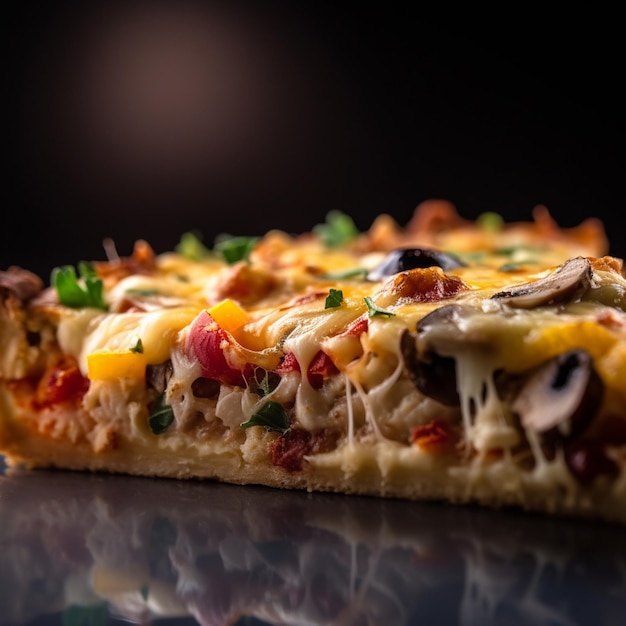 A closeup shot of a gourmet pizza showcasing its enticing appearance