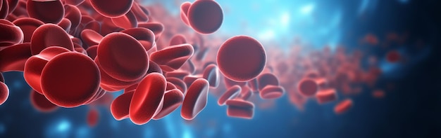 closeup shot of human red blood cells in the vein generative AI