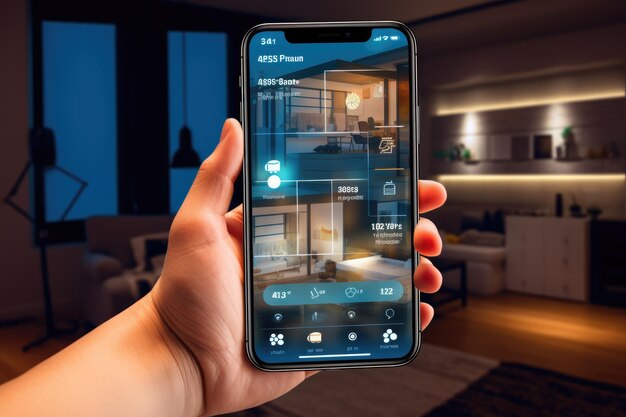 CloseUp Shot of Individual Controlling Smart Devices via Smartphone App
