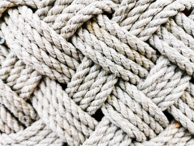 Closeup shot of interwoven wool ropes