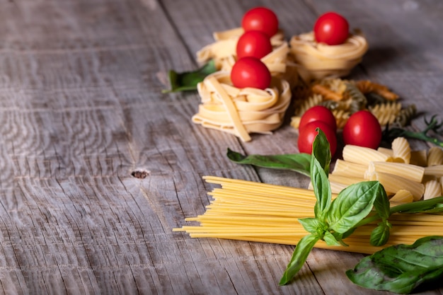 A closeup shot of Italian food ingredients