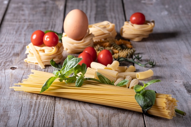 A closeup shot of Italian food ingredients