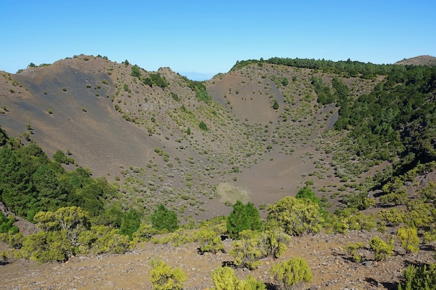 Closeup shot of a landscape under a clear sky in El Hierro Canary islands