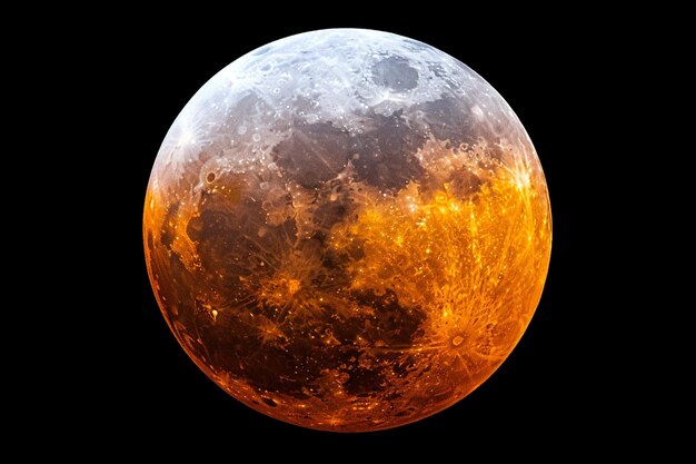 黒色に隔離された月食のクローズアップ写真