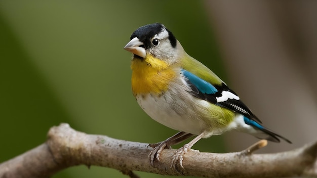 Photo closeup shot of a male hawfinch sitting on a branch