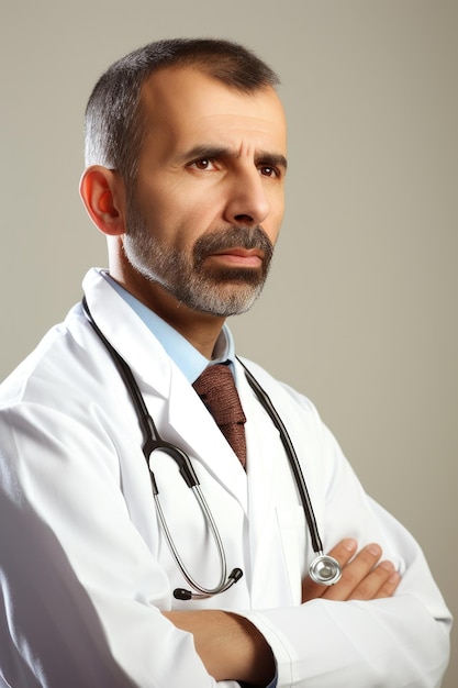 Closeup shot of a medical doctor wearing a white coat