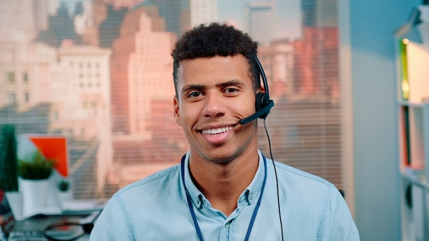 Closeup shot of mixedrace customer service operator talking to client in call center