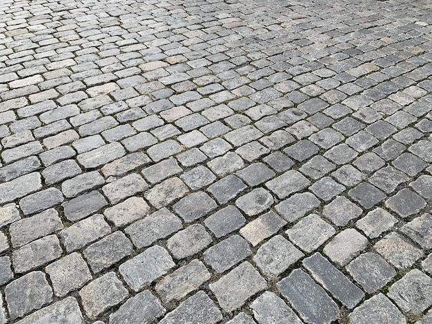 Closeup shot of old cobblestone pavement