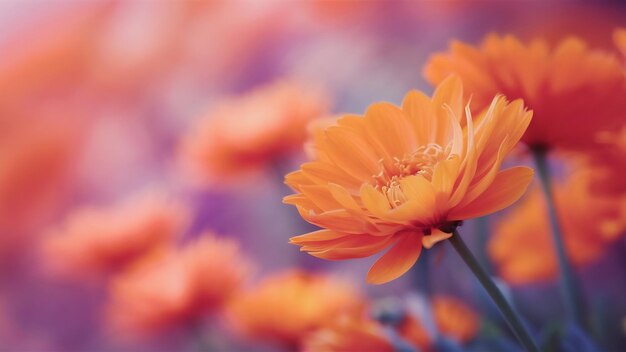 ぼんやりした背景のオレンジの花のクローズアップ写真