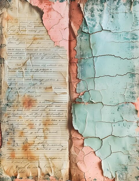 Closeup shot of peeling paint on wooden surface resembling brickwork art