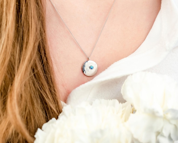 Closeup shot of a pendant jewelry on white background